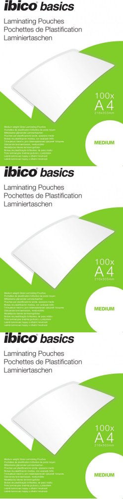 3x Folia do laminowania Ibico, 216x303mm, A4, 2x100 μm, 100 arkuszy