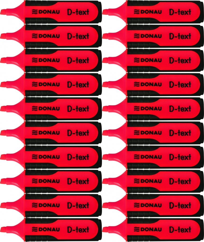20x Zakreślacz fluorescencyjny Donau, D-Text, ścięta, czerwony