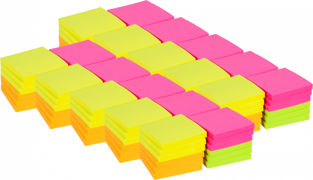 10x Karteczki samoprzylepne Viking, 76x76mm, 12x100 karteczek, mix kolorów neonowych