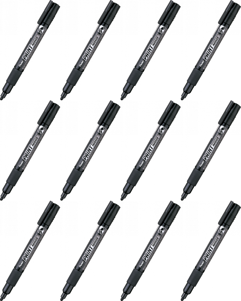 12x Marker olejowy Pentel MMP20, okrągła, 4.6 mm, czarny