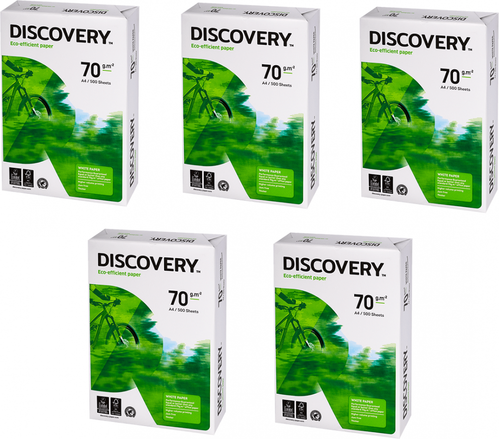 5x Papier ksero Discovery, A4, 70g/m2, 500 arkuszy, biały