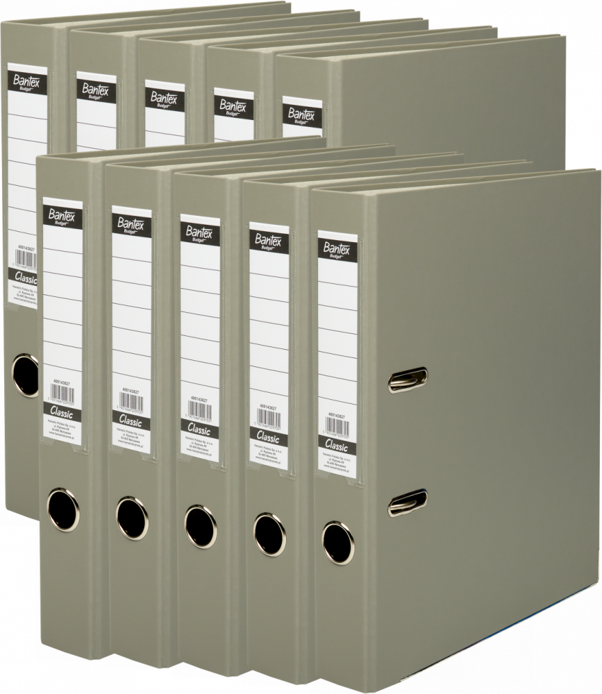 10x Segregator A4 Bantex Budget Classic, 50mm, do 350 kartek, szary