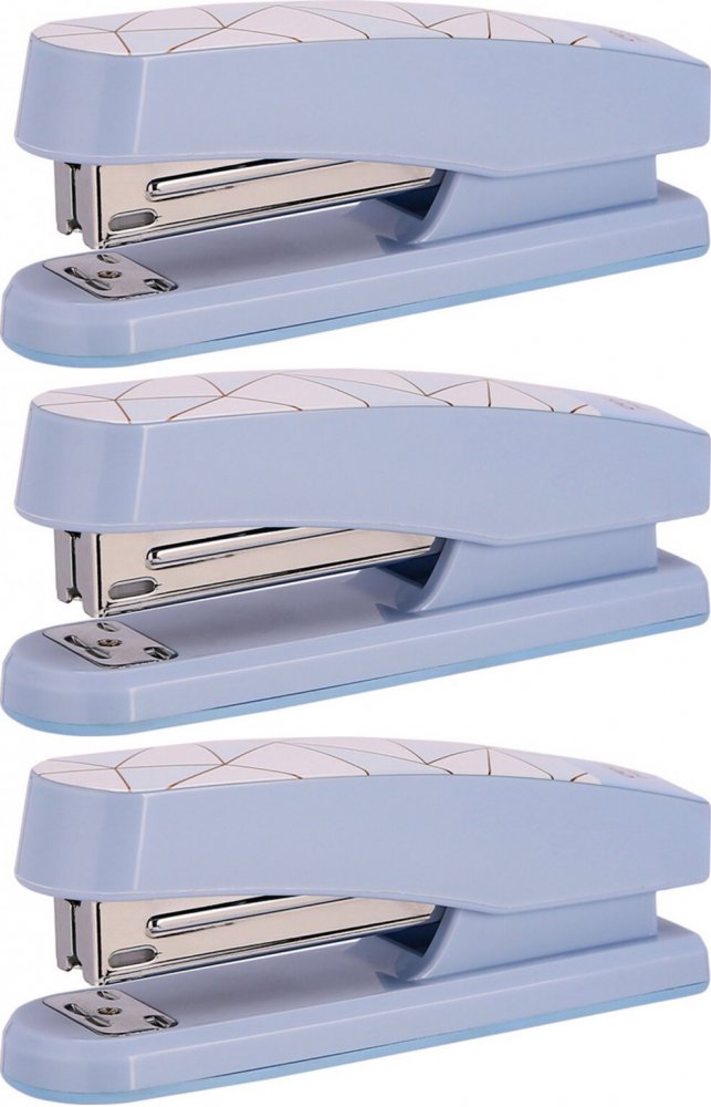 3x Zszywacz Deli Macaron, do 25 kartek, niebieski