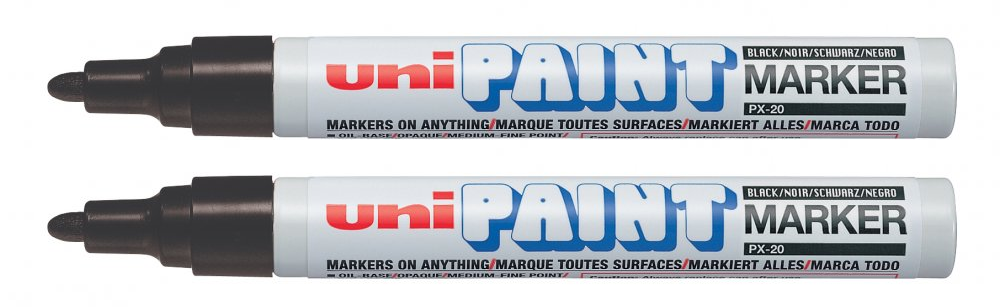 2x Marker olejowy UNI PX-20, okrągła, 2.2-2.8mm, czarny