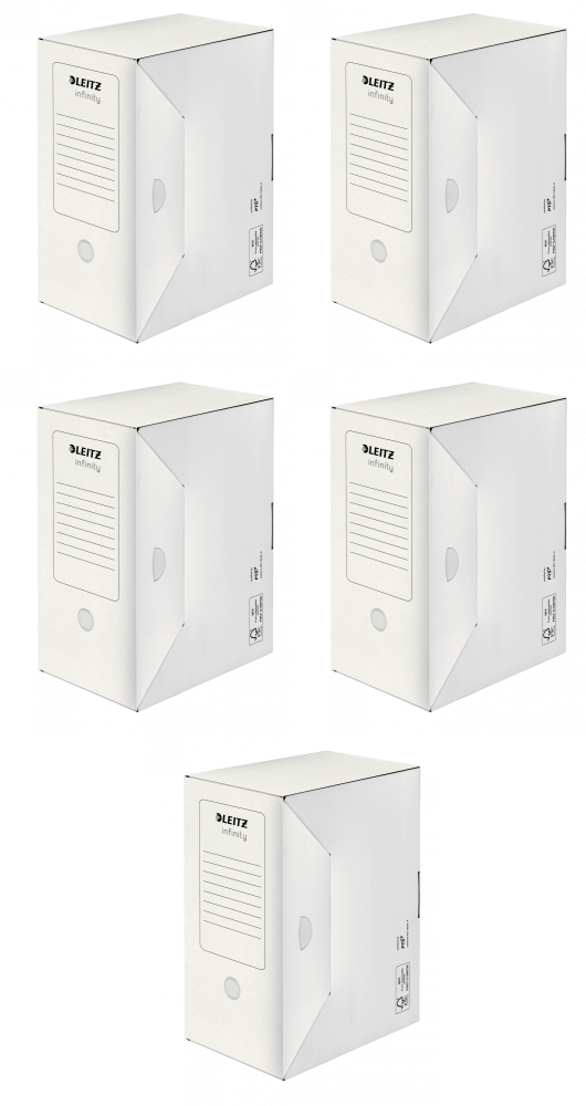 5x Pudło archiwizacyjne Leitz Infinity 150mm do dokumentów, biały
