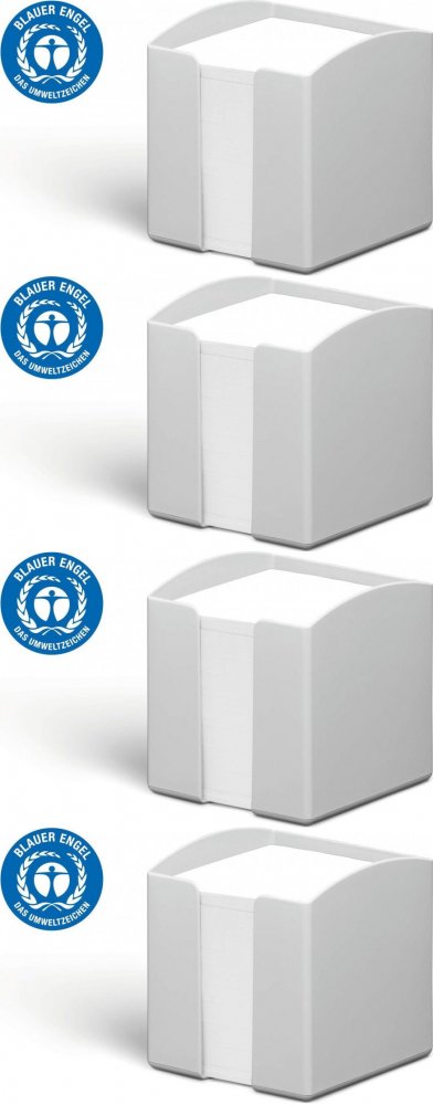 4x Pojemnik z białymi karteczkami Durable Eco, 100x105x100mm, 800 karteczek, szary