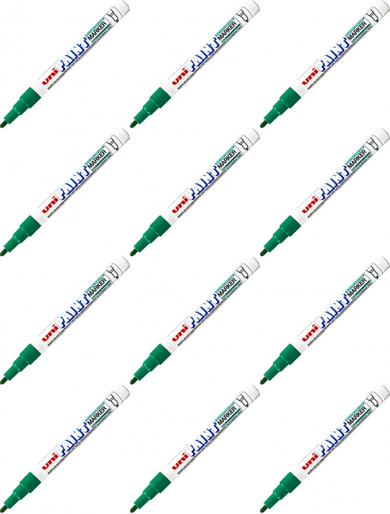 12x Marker olejowy Uni PX-21, okrągła, 1.2 mm, zielony
