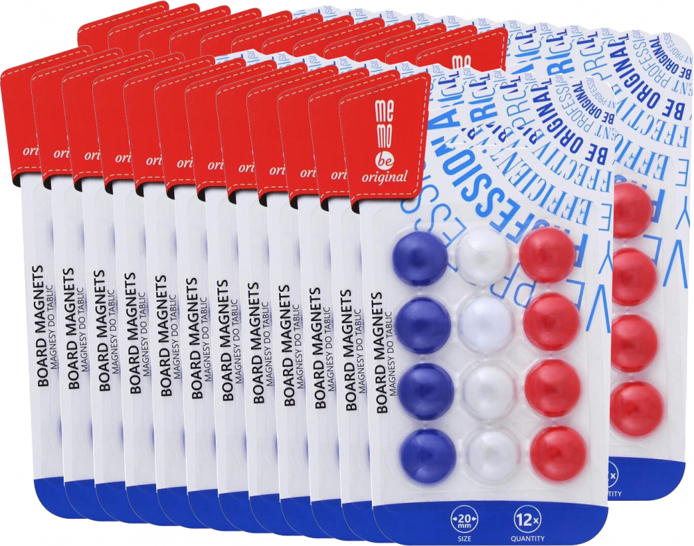 24x Magnesy MemoBe, 20mm, 12 sztuk, mix kolorów