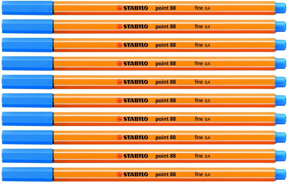10x cienkopis Stabilo, Point 88, 0.4mm, jasnoniebieski