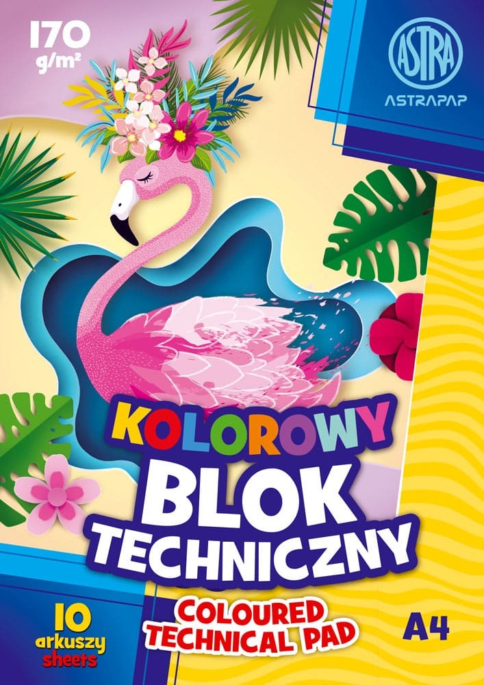 Blok techniczny Astra Astrapap, A4, 10 kartek, kolorowy