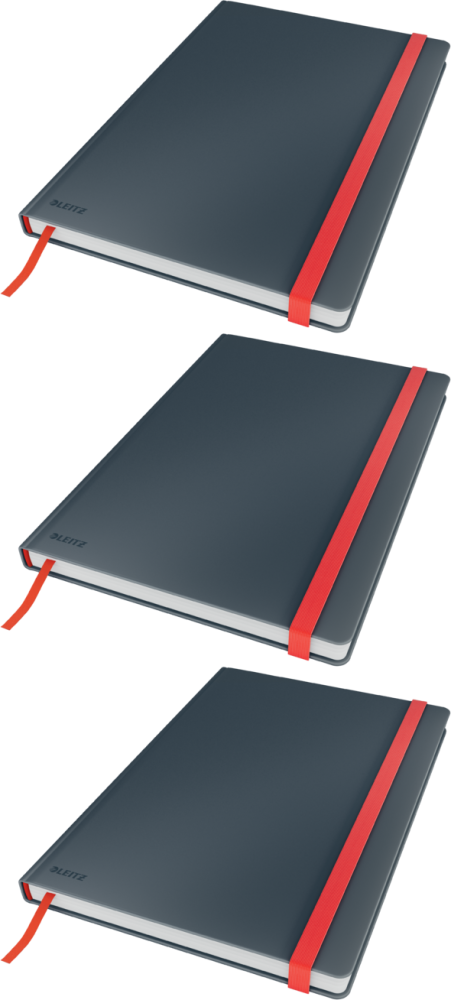 3x Notatnik w kratkę Leitz Cosy, B5, twarda oprawa, 80 kartek, szary