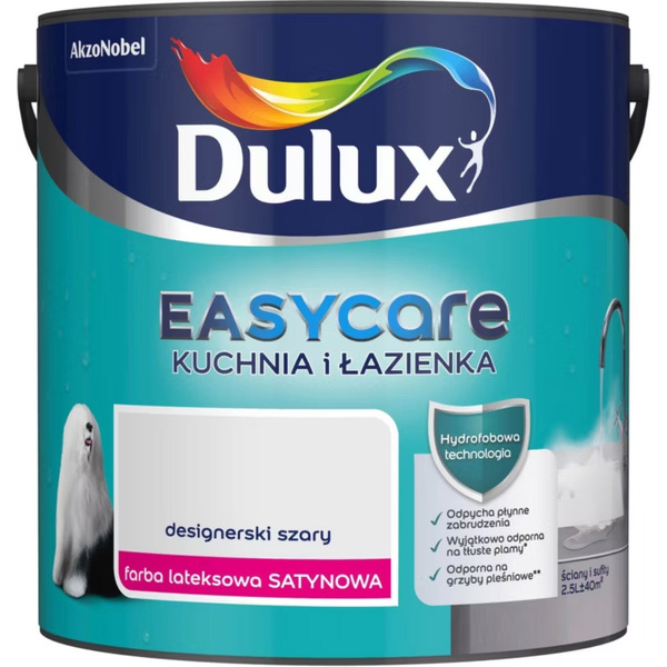 Farba plamoodporna EasyCare Kuchnia i Łazienka designerski szary 2,5L Dulux