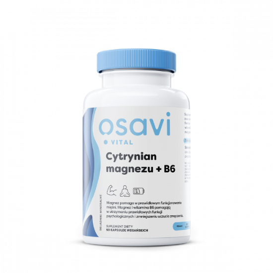 Osavi cytrynian magnezu + b5, prawidłowe funkcjonowanie mięśni, 90 kapsułek