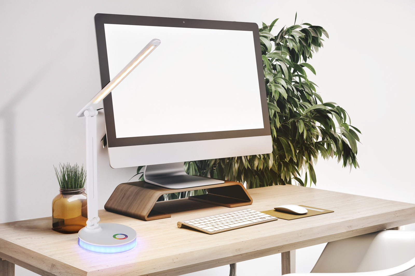 Globo Lighting Geraldo lampa biurkowa 1x5+1x2 W biała 58445W