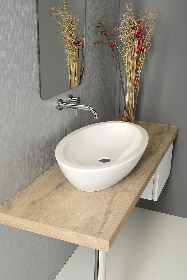 Isvea Sistema umywalka 75x42 cm nablatowa owalna biała 10AR65075