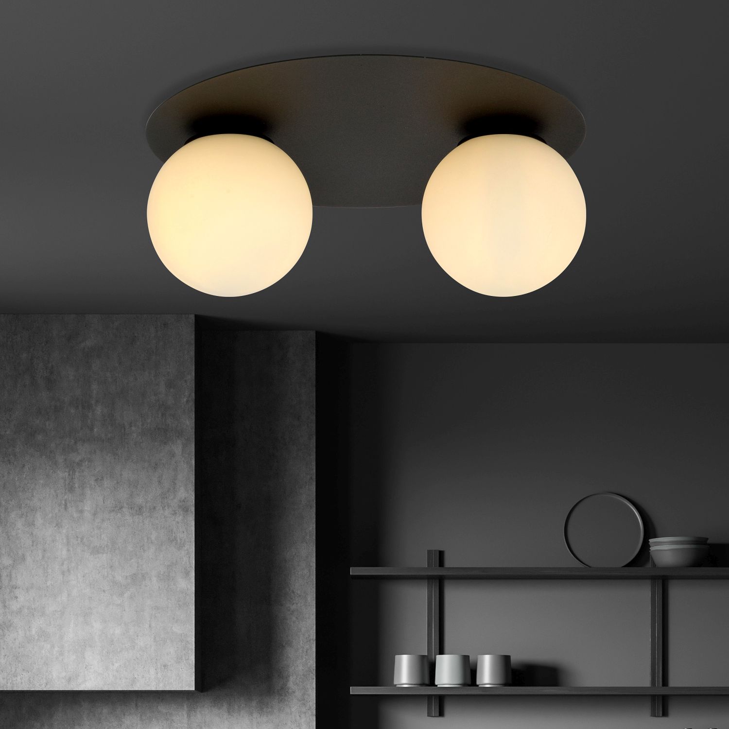 Emibig Solar lampa podsufitowa 2x10 W czarna-opal 1127/2