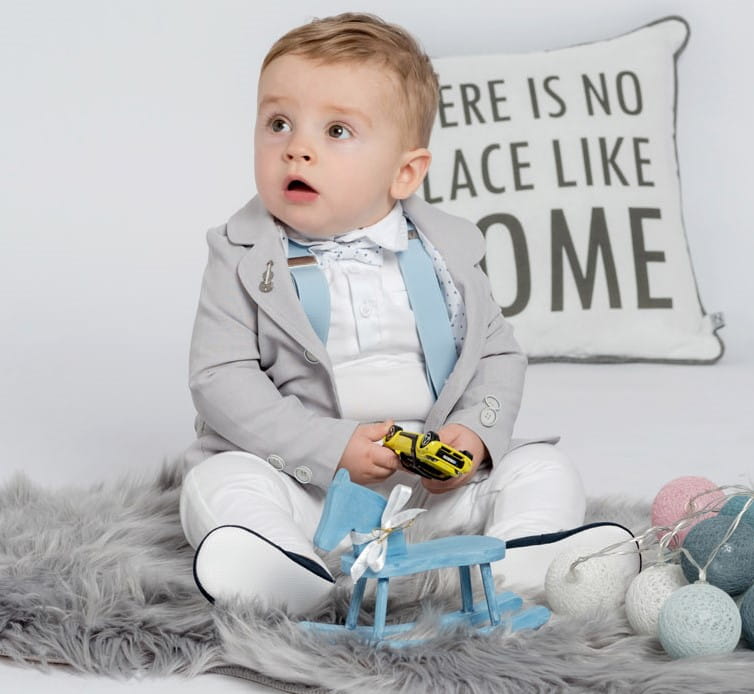 LaFerio Flax Marynarka do chrztu Lniana szara