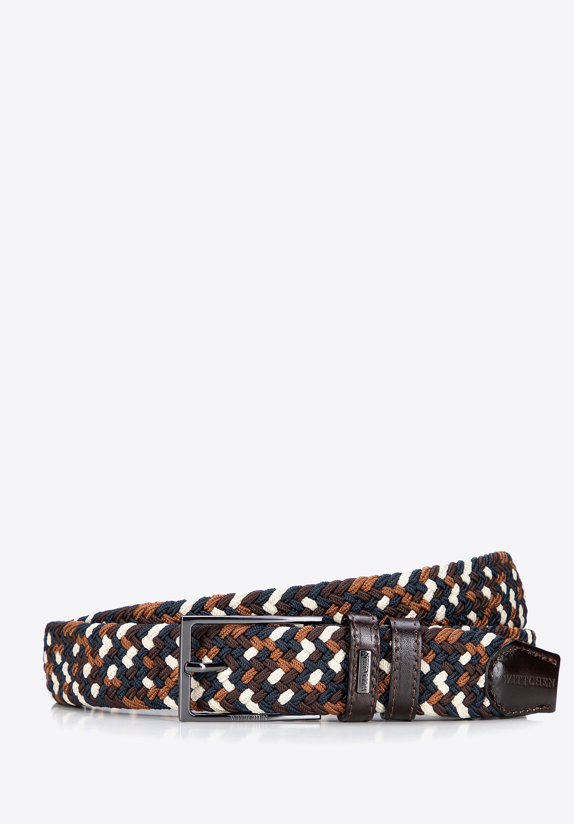 Trójkolorowy męski pasek z materiałowej plecionki multikolor