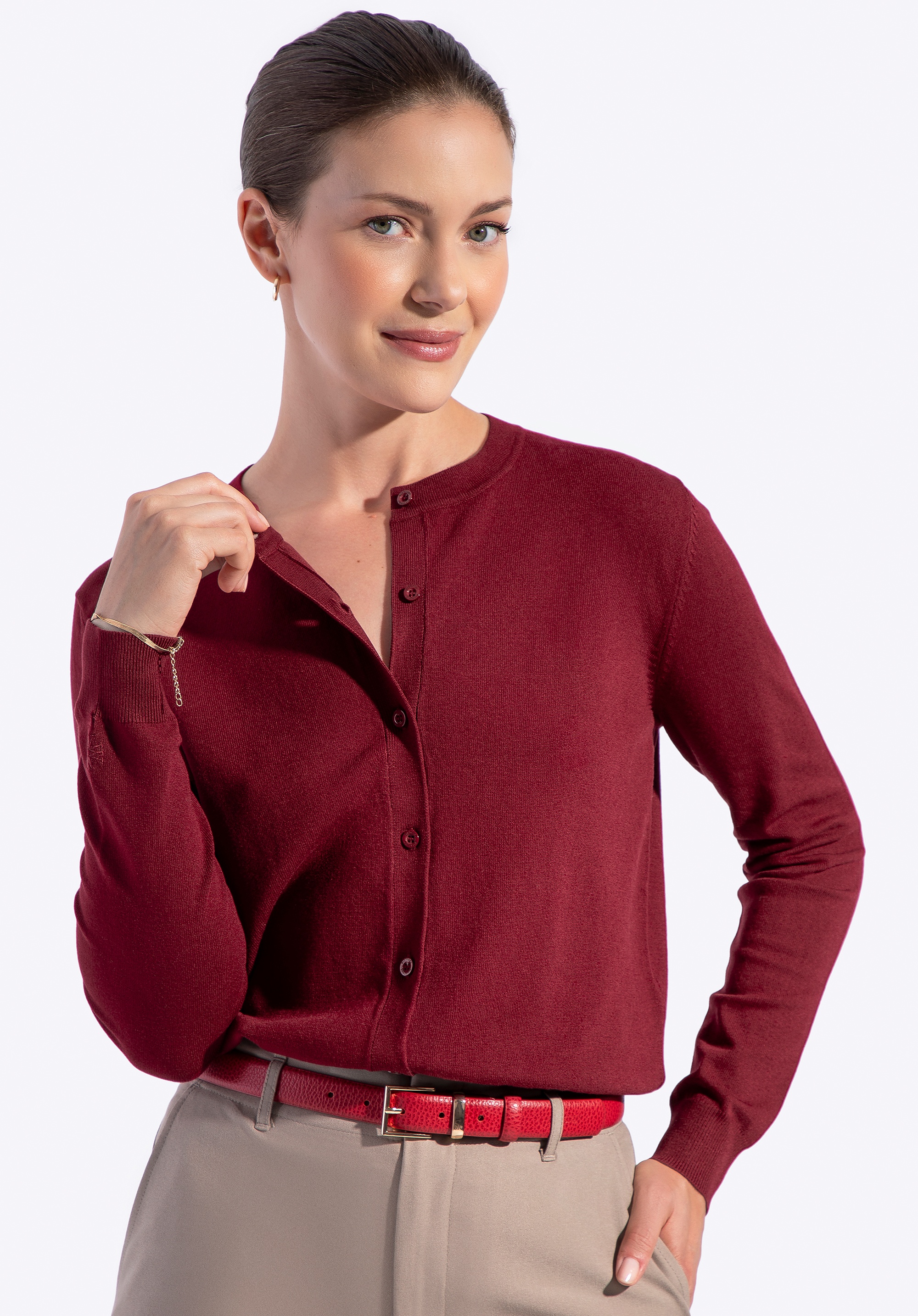 Kardigan damski klasyczny bordowy