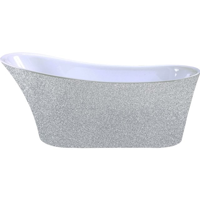 BESCO Wanna wolnostojąca CALIMA GLAM SREBRNA 170x74 cm syfon z przele