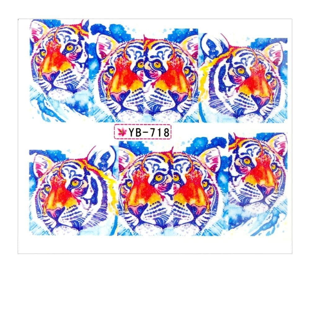 Naklejki wodne do paznokci arkusz 6,5 x 5,5 cm na 10 palców yb Nr 718