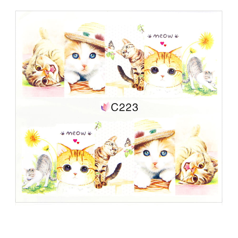 Naklejki wodne do paznokci arkusz 7 x 6,5 cm na 10 palców c Nr 223