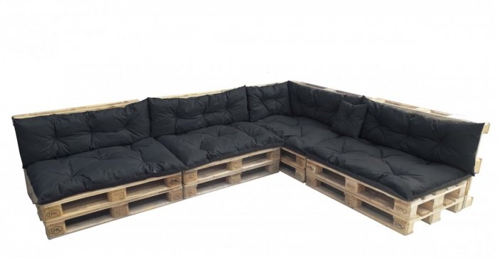 Duży komplet poduszek ogrodowych na palety wz. Czarny