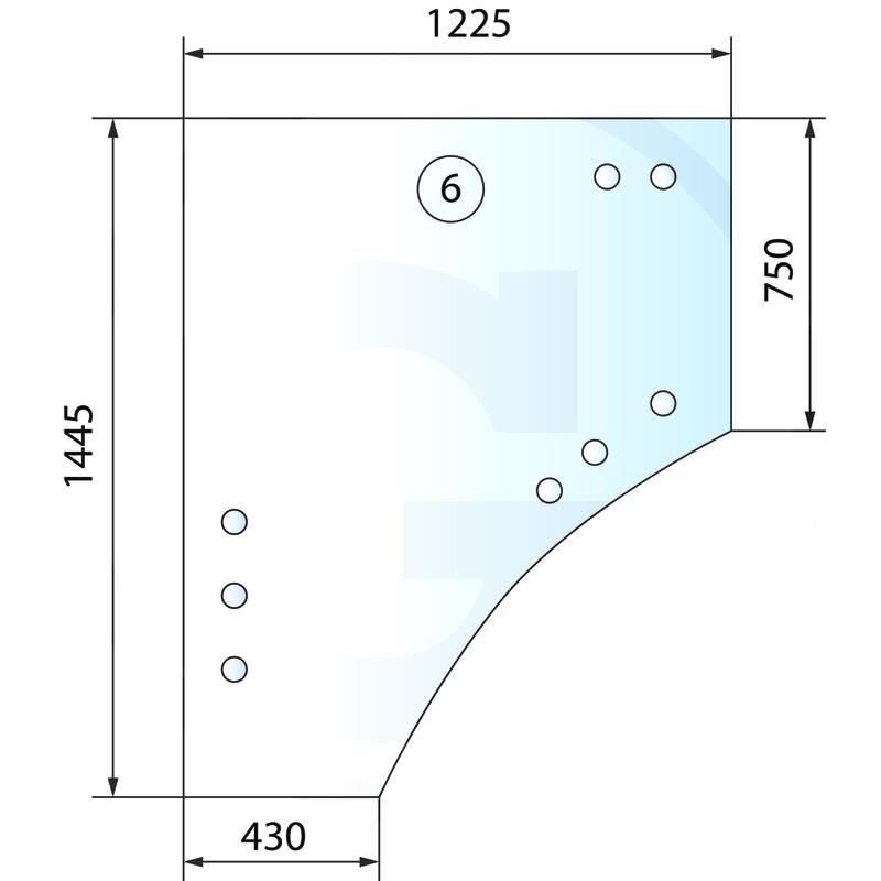Szyba drzwi prawa John Deere 6105R L212968, L209796