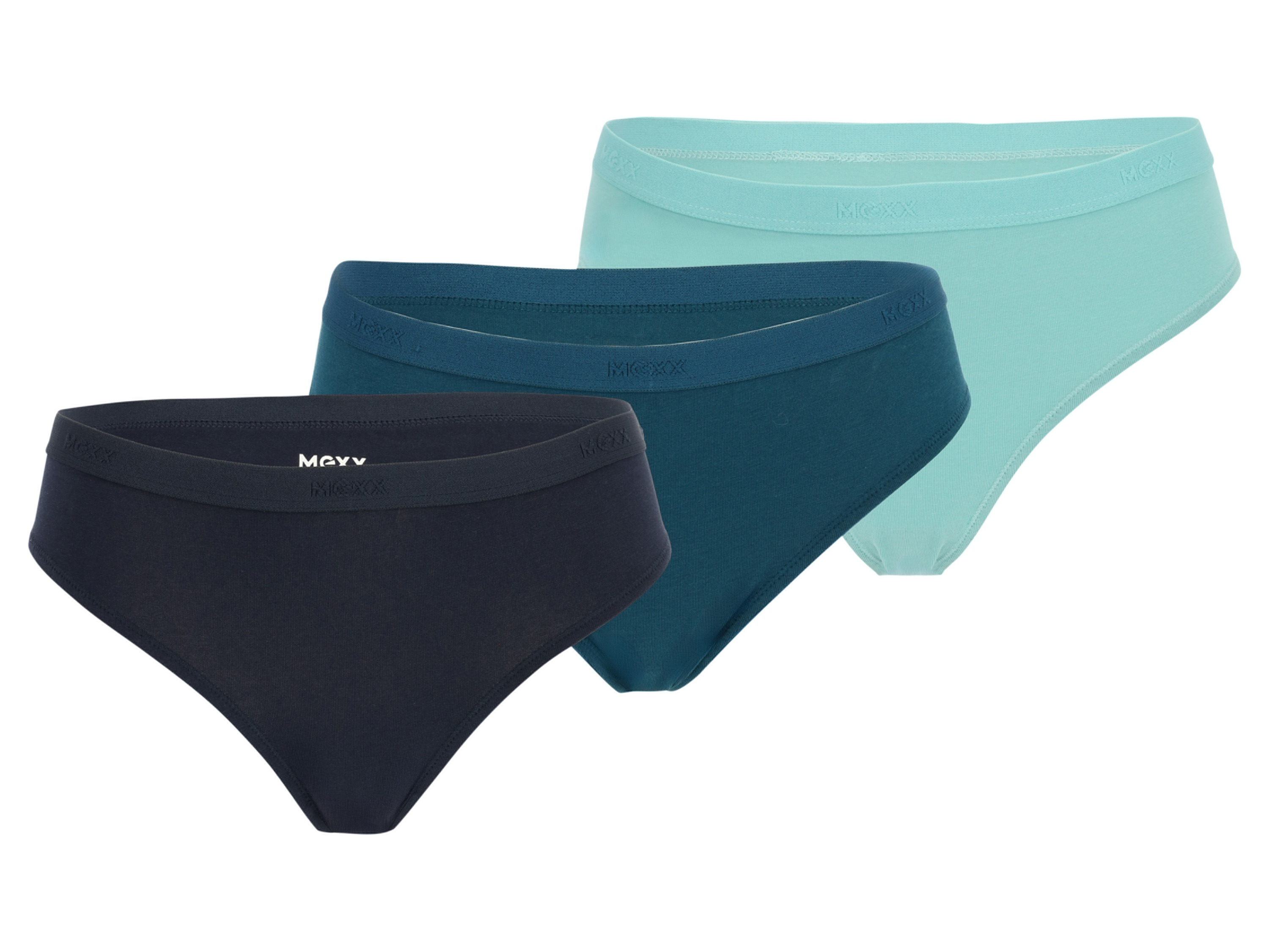 Mexx Majtki figi damskie z bawełną, 3 pary czarny/benzyna/zielony, S