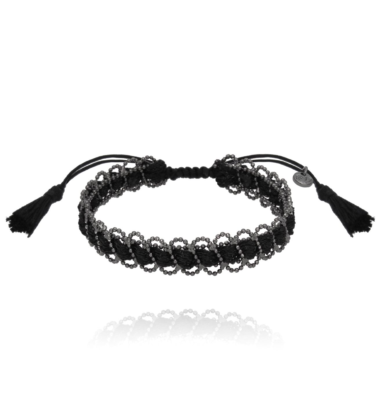 Bransoletka czarna z chwostami BSC2178