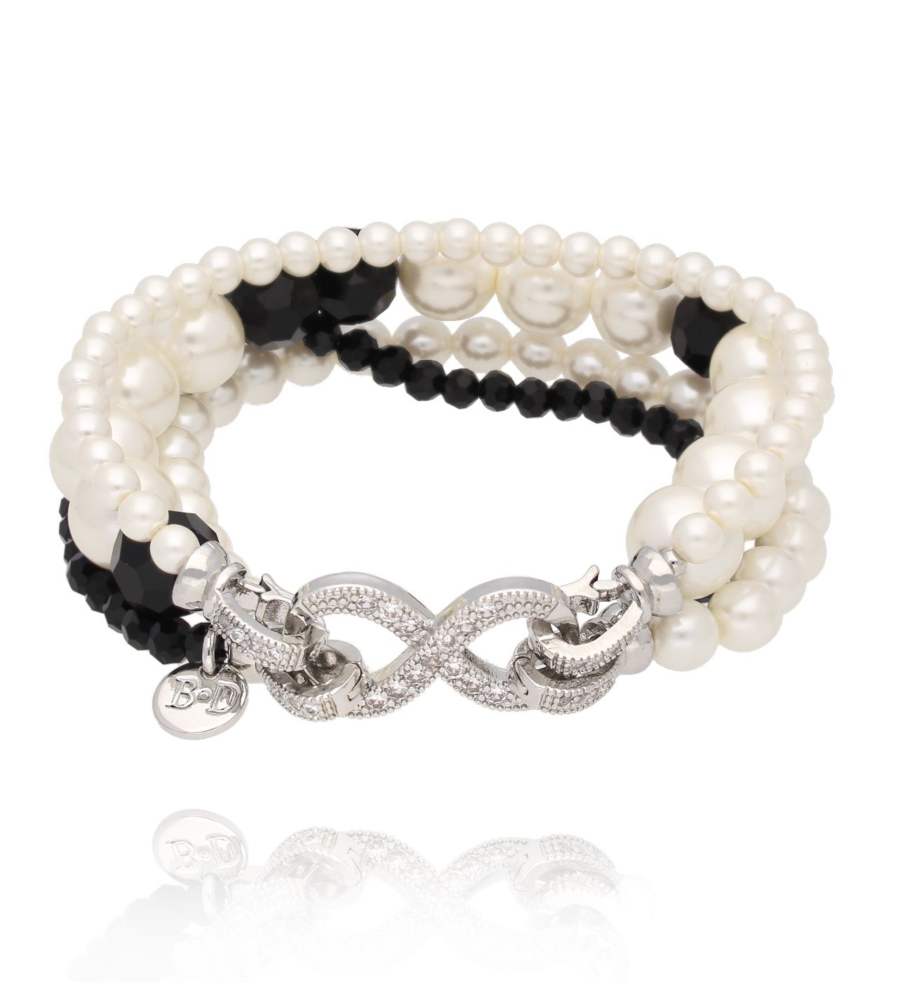 Bransoletka z perłami i srebrnym zapięciem nieskończoność BSS0227 - By Dziubeka