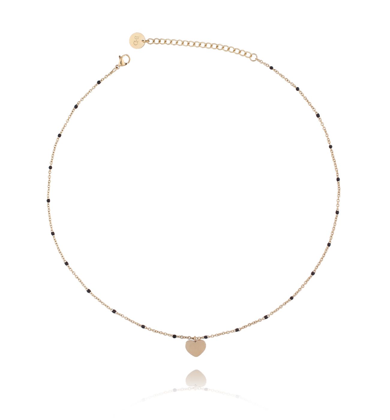 Naszyjnik pozłacany z sercem ze stali szlachetnej NSA0090