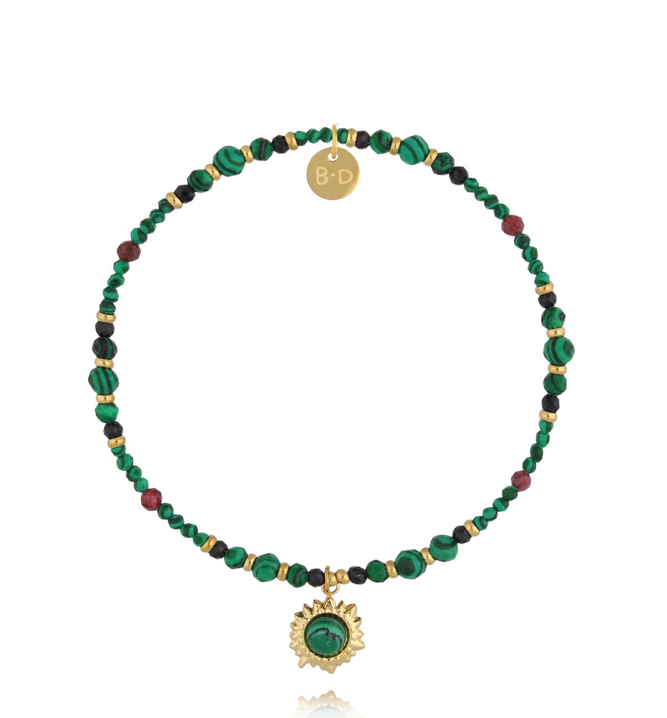 Bransoletka z malachitu ze złotą zawieszką BTW3515