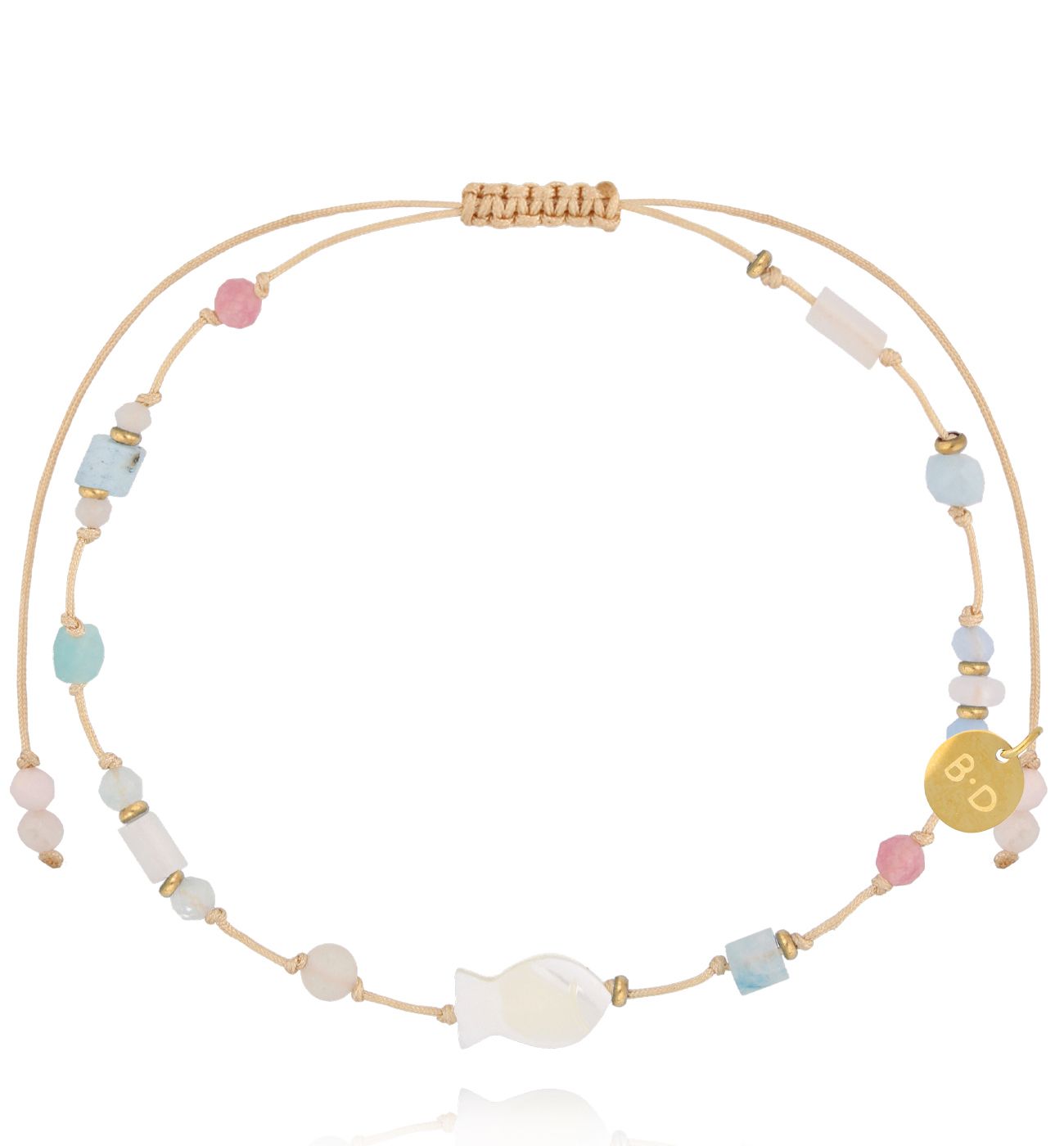 Bransoletka na nogę z rybką i pastelowymi kamieniami BNMT0011