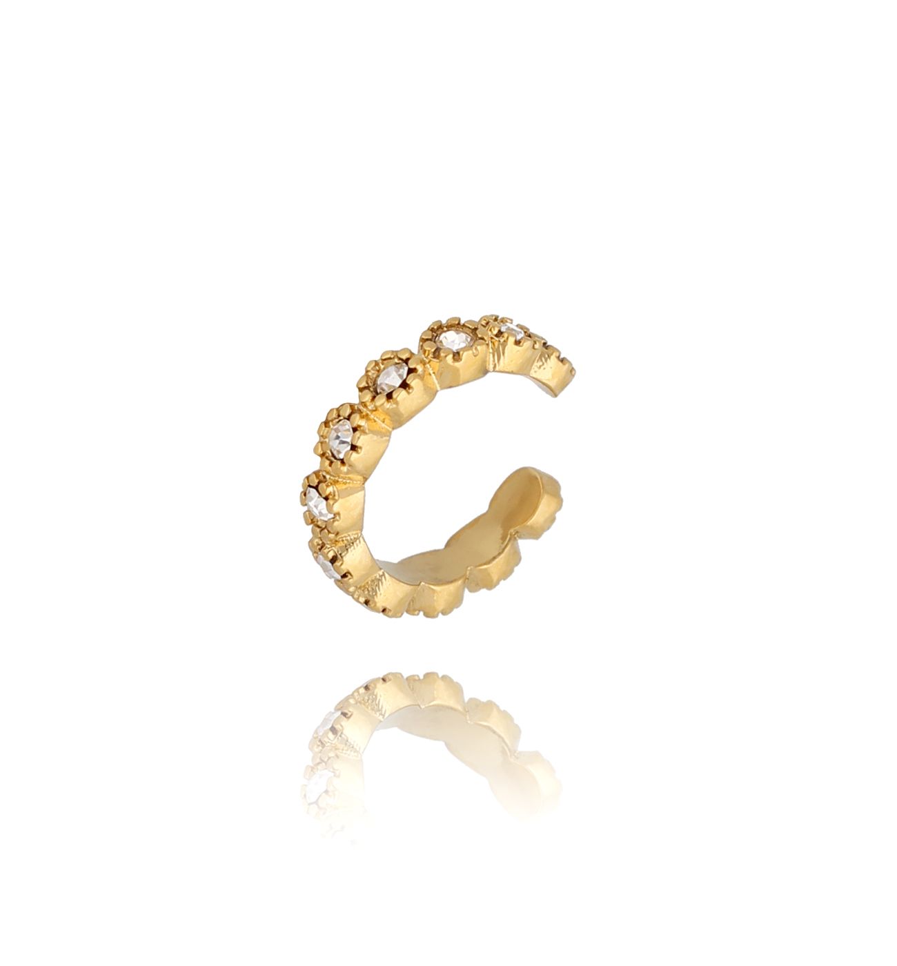 Nausznica złota z transparentnymi kryształkami Saia KSA0623