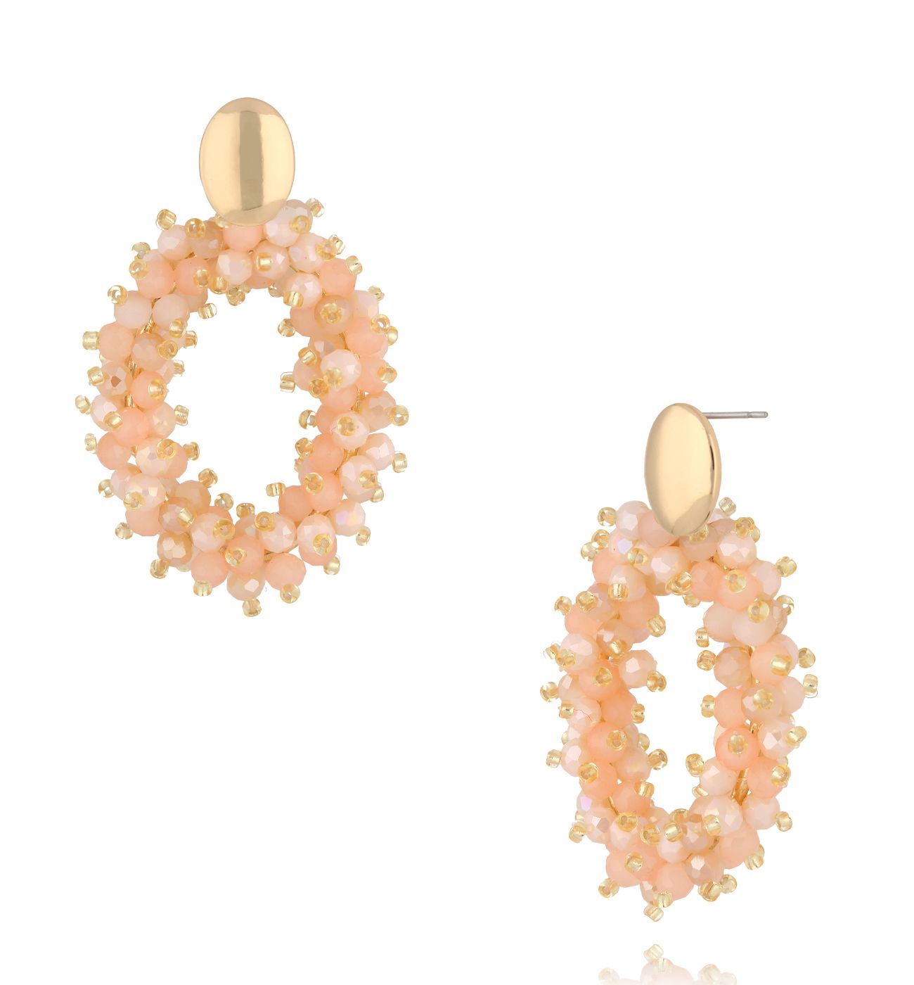 Kolczyki z brzoskwiniowymi kryształkami KWE0271