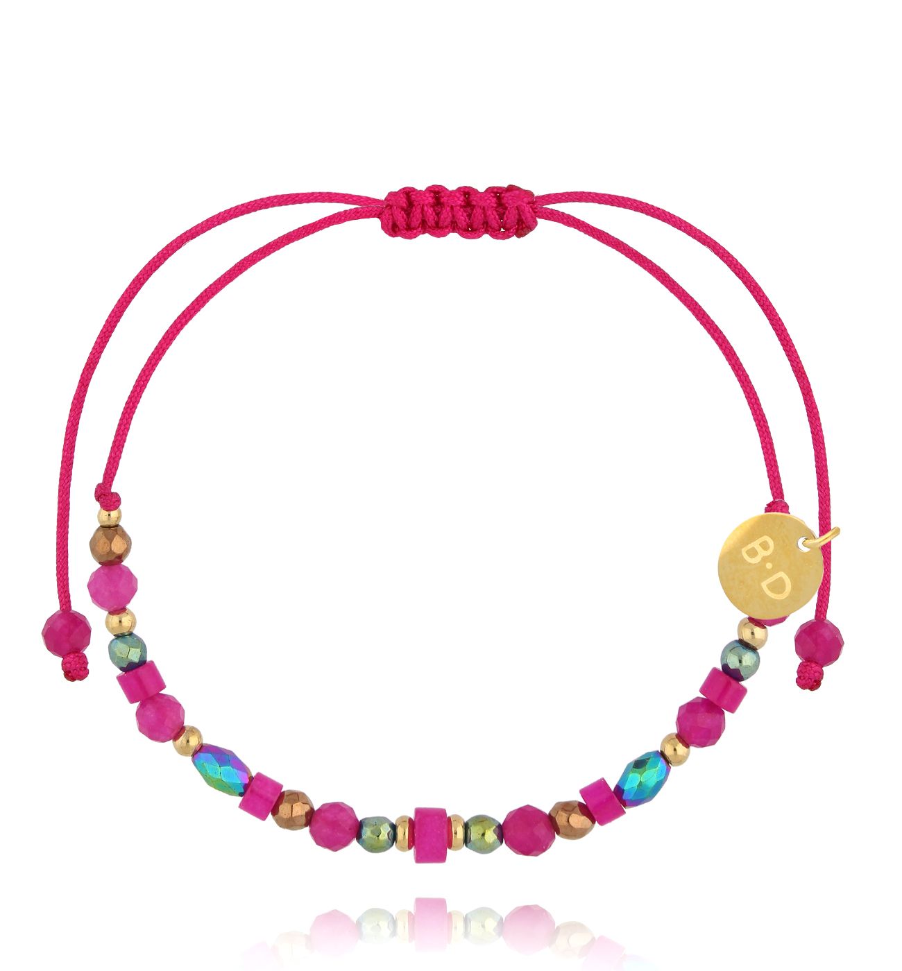 Bransoletka fuksjowa z hematytami i jadeitami BMT0185