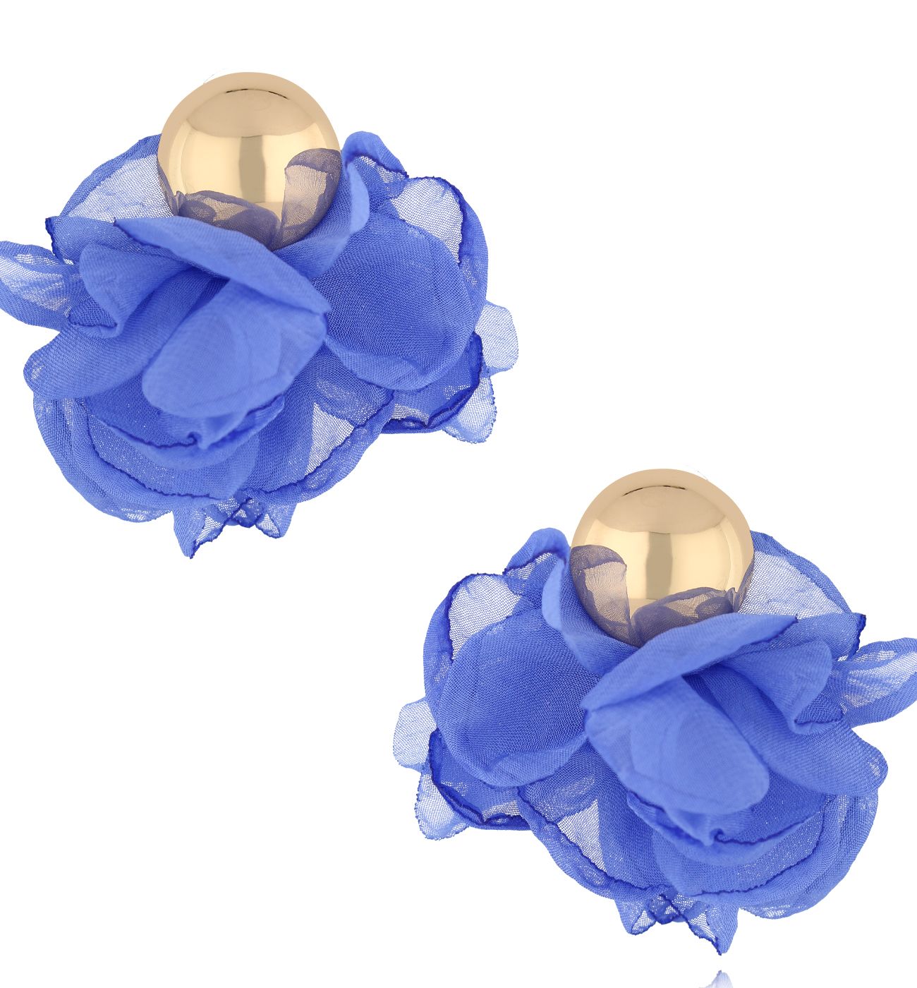 Kolczyki chabrowe z tkaniną - By Dziubeka