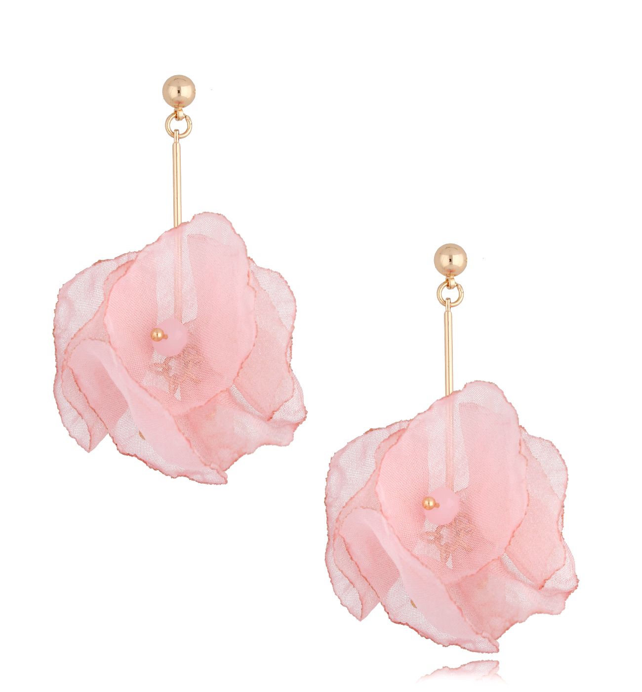 Kolczyki szyfonowe różowe Cherries KBL1347