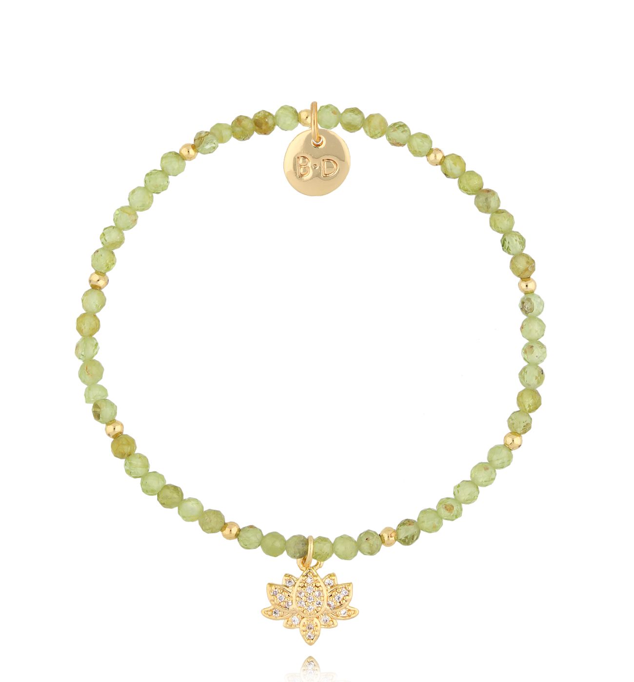 Bransoletka zielona z olwinami Lotus - By Dziubeka