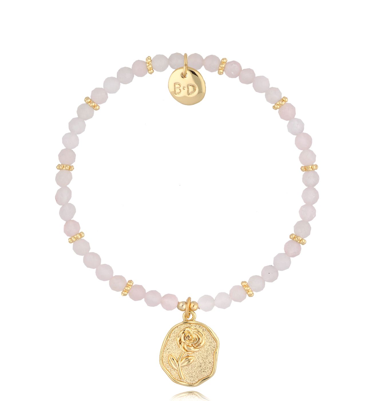 Bransoletka z kwarcami różowymi i różą Alless BTW1448