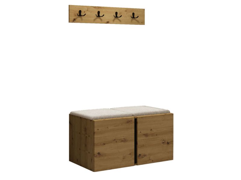 Garderoba MIRJAN 24 Orion VI dąb artisan/czarny + beżowa bukla 1 kpl.