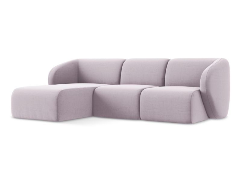 Narożnik lewostronny LaMiaSofa CERVO z tkaniny welwetowej 248x166 cm lawendowy 1 szt.