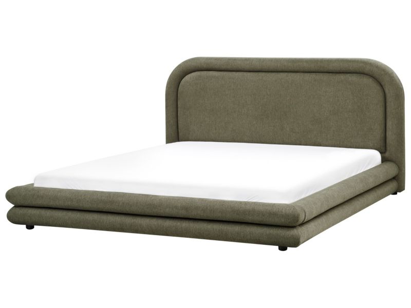 Łóżko Len syntetyczny Lavardens 180 x 200 cm Ciemnozielony 1 szt.