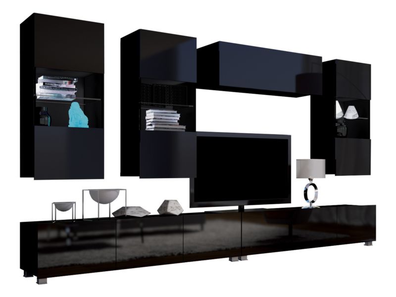 Meblościanka MIRJAN 24 Calabrini V czarny / czarny połysk 1 kpl.