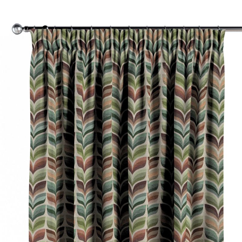 Zasłona na taśmie marszczącej 1 szt. 130 x 260 cm Dekoria zielono-beżowy motyw roślinny 1 szt.