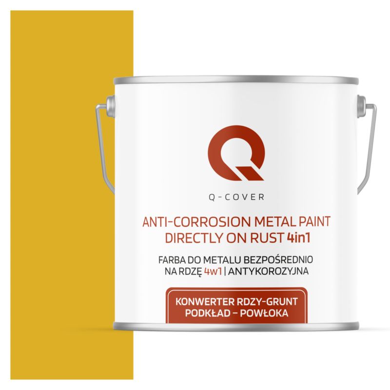 Farba do Metalu Prosto na Rdzę 4w1 Q-Cover Żółty cytrynowy RAL1012 Wysoki Połysk 5L