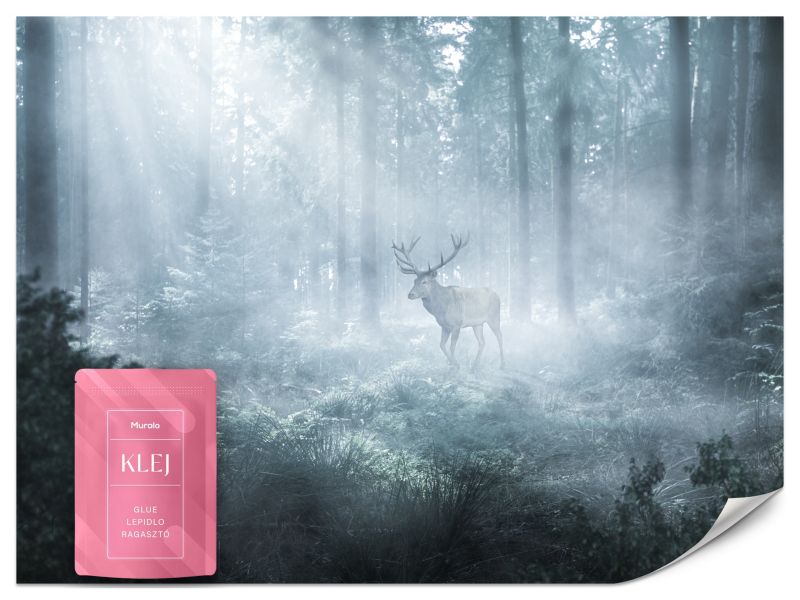 Fototapeta Muralo Jeleń w Mglistym Lesie 500x350 cm 1szt.