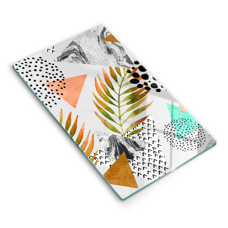 Szklana deska do krojenia Wallfluent 30x52 cm Wzór boho liście 1 szt.