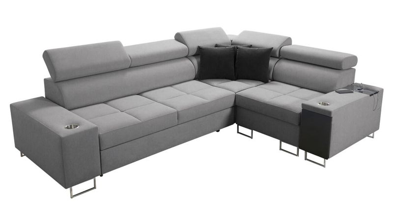 Narożnik z barkiem MIRJAN 24 Morena II prawy jasny szary + czarny 1 szt.